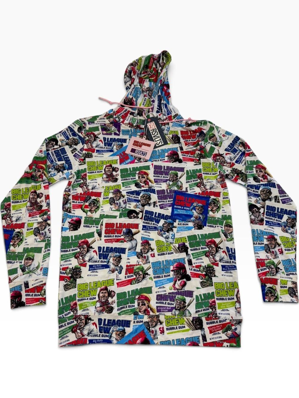 RSVLTS Big League Chew Hoodie Mens XS New Pouches Lightweight Hooded Shirt NWT